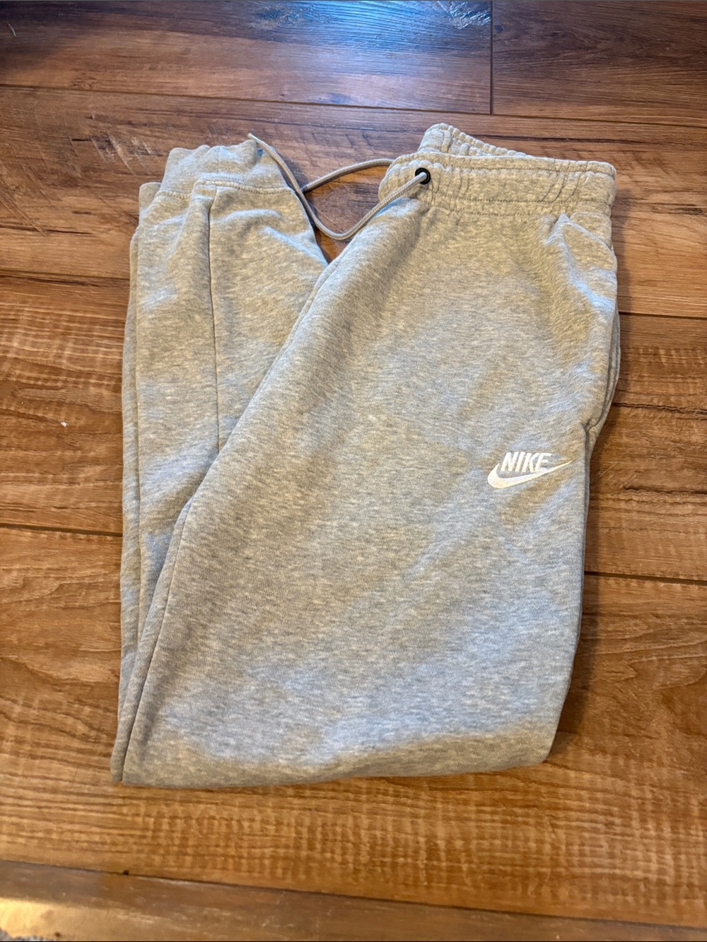 Nike Light Gray Fleece Joggers with White Logo